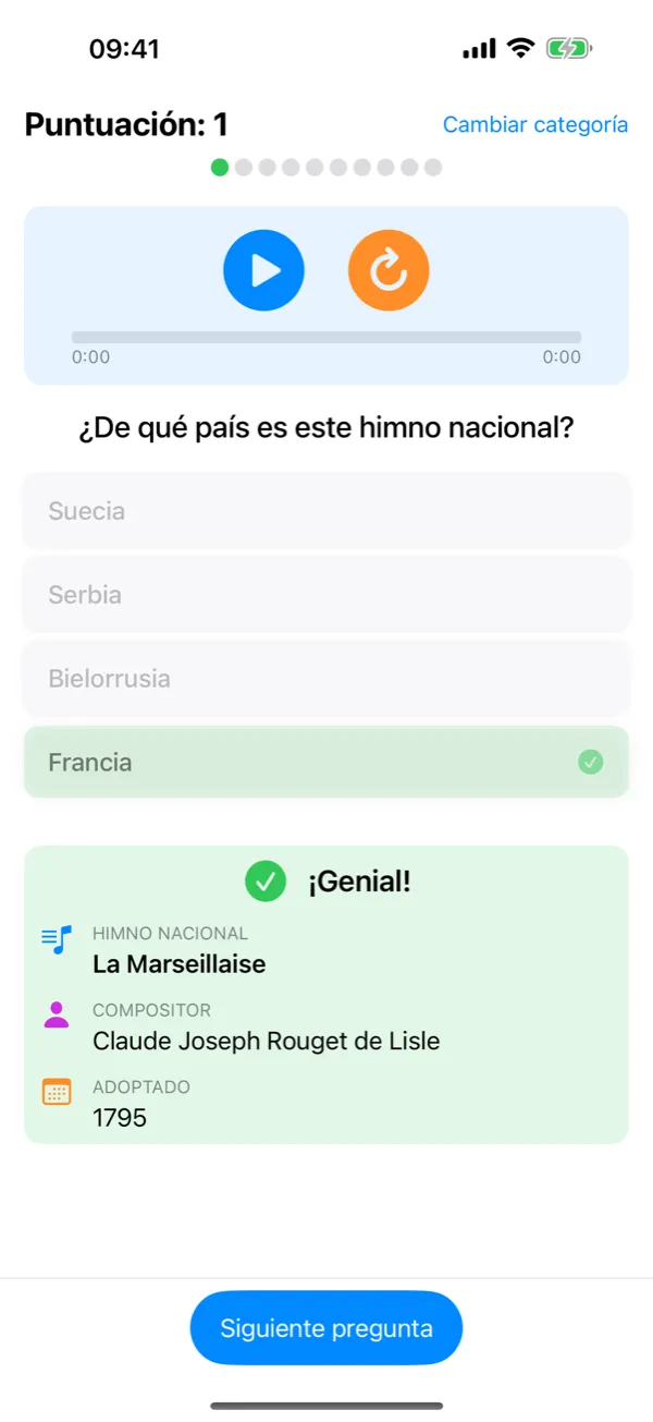 Flagtastic en iPhone: respuesta correcta con el nombre del himno, el compositor y el año