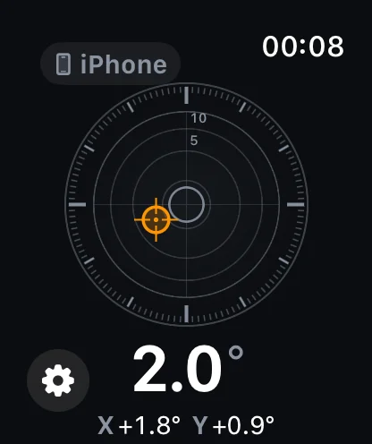 Apple Watch 上的 Inclinometer Pro — 实时同步 iPhone 的气泡水平仪