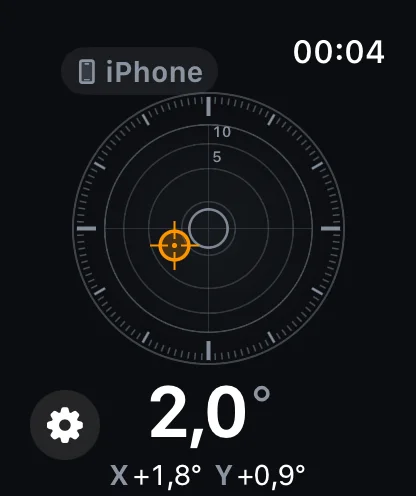 Inclinometer Pro på Apple Watch — vaterpasset spejlet direkte fra iPhone