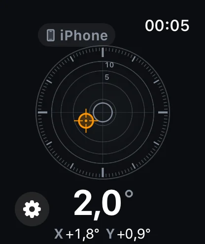 Inclinometer Pro Apple Watchissa — libelli peilattuna reaaliajassa iPhonesta