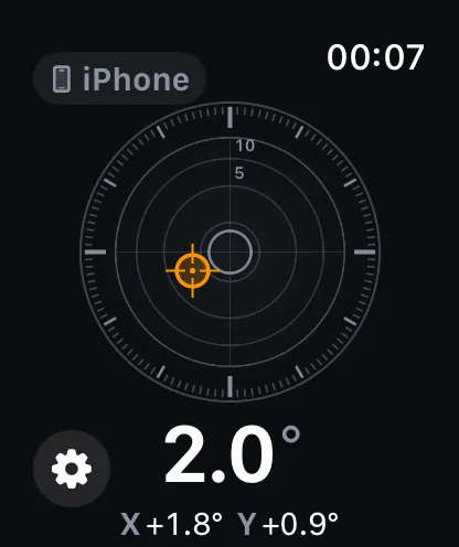 Apple WatchのInclinometer Pro — iPhoneからリアルタイムで表示される気泡式水平器