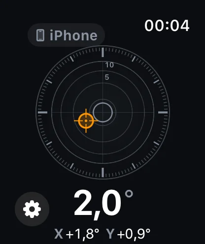 Inclinometer Pro på Apple Watch — vaterpasset speilet direkte fra iPhone
