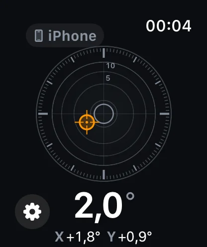 Inclinometer Pro på Apple Watch — vattenpasset speglat direkt från iPhone
