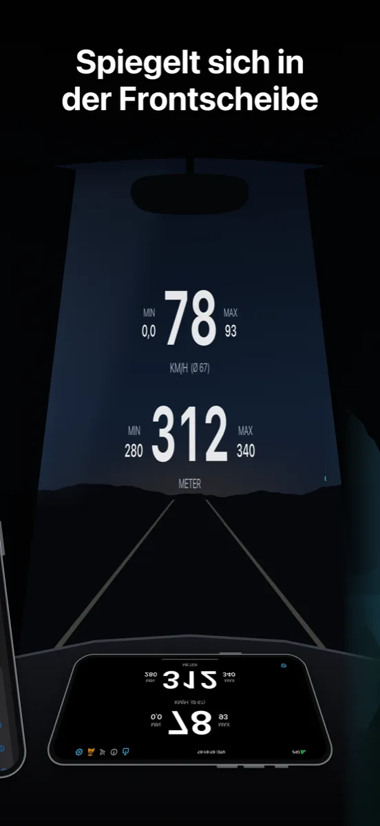 NavGlance iPhone – Spiegelt sich in der Frontscheibe