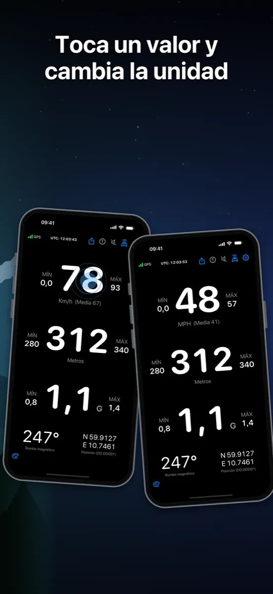 NavGlance iPhone – Toca un valor y cambia la unidad