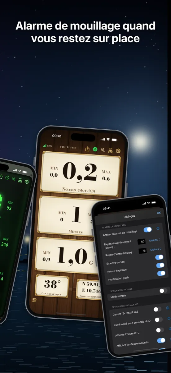 NavGlance iPhone – Alarme de mouillage quand vous restez sur place