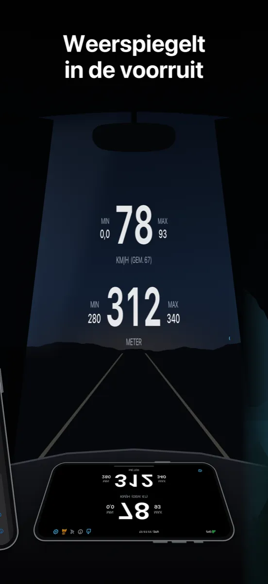 NavGlance iPhone – Weerspiegelt in de voorruit