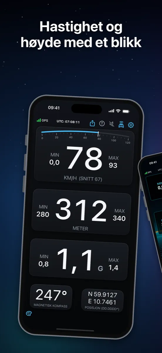 NavGlance iPhone – Hastighet og høyde med et blikk