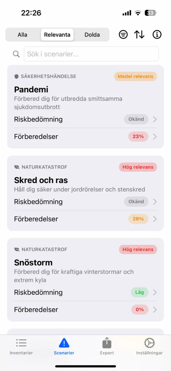 Prepper Pro på iPhone – krisscenarier med relevans, risk och beredskap