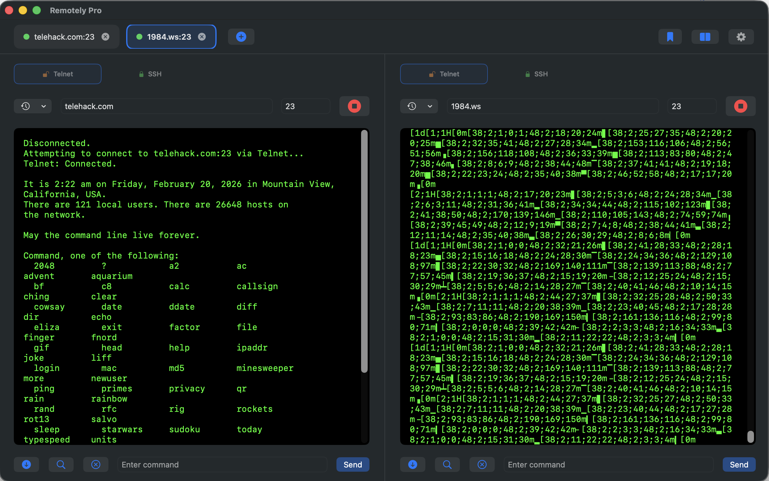 Remotely Pro on Mac - terminal view