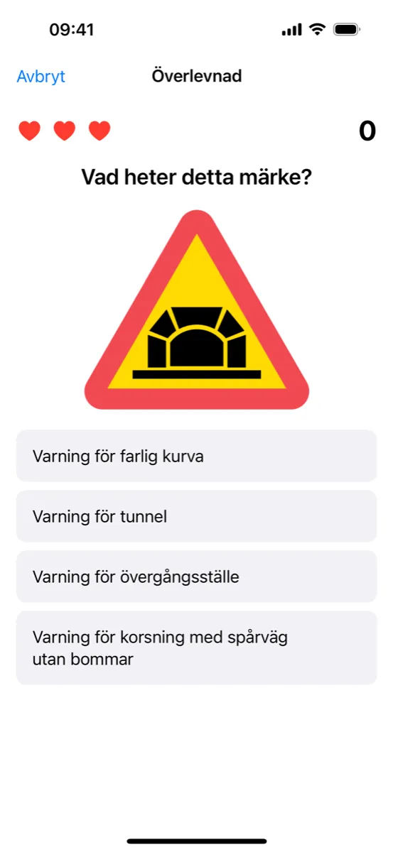 Skyltproffset på iPhone – överlevnadsläget med tre liv och fyra svarsalternativ
